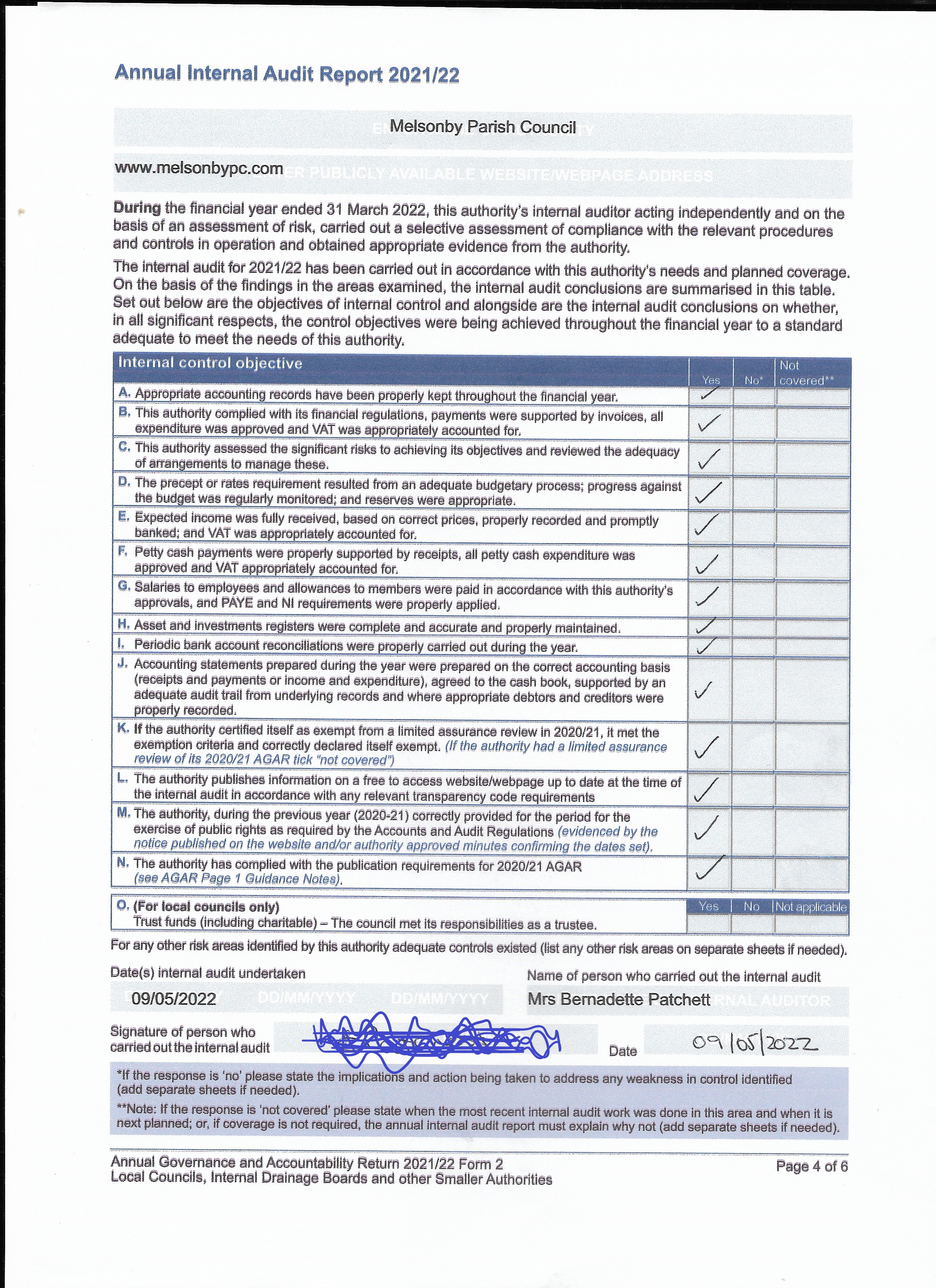 Annual Internal Audit Report 2021 22 Page 4 REDACTED